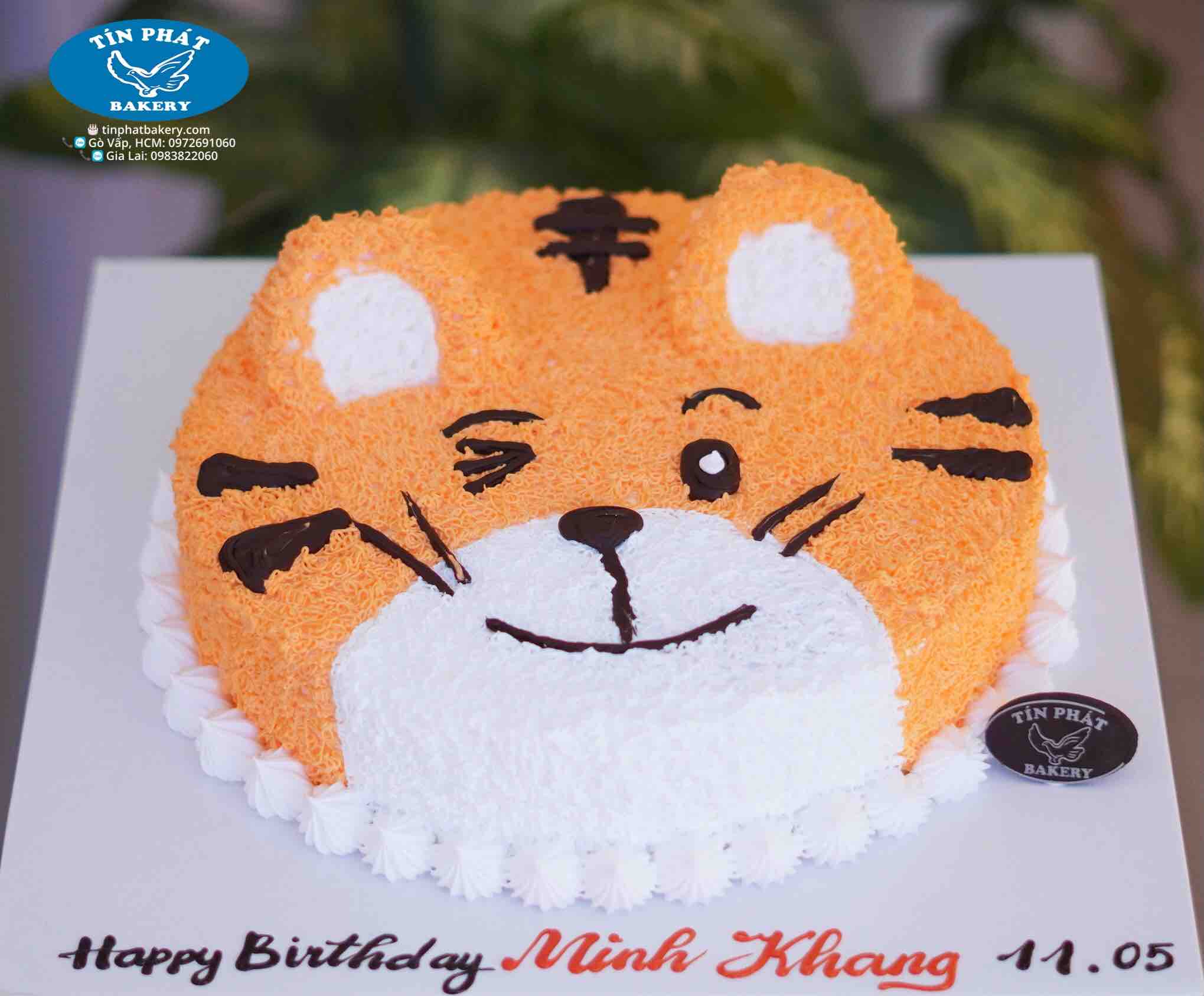 Bánh sinh nhật vẽ hình con hổ 001