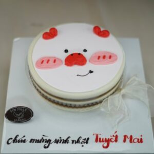 Bánh Sinh Nhật Rau Câu Flan Vẽ Mặt Bạn Heo TP 2968